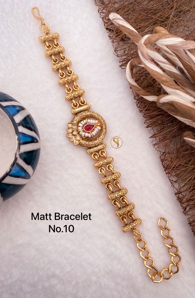 8 MB Golden Matt Bracelet Wholesale Shop In Surat
